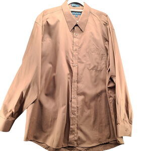 Daniel Elissa Mens Button Down Shirt Brown Size 36-37 Polyester Blend Pocket